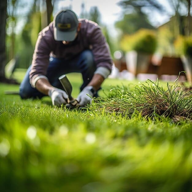 gardener installing grass